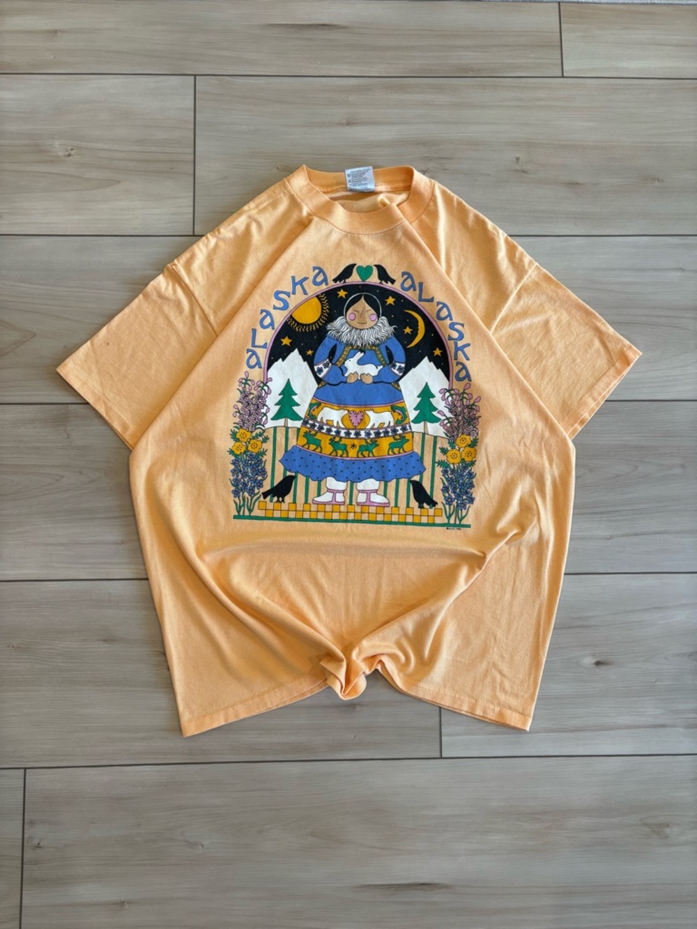 Oneita Vintage 1996 Alaskan Native American yellow tribe nature t-shirt